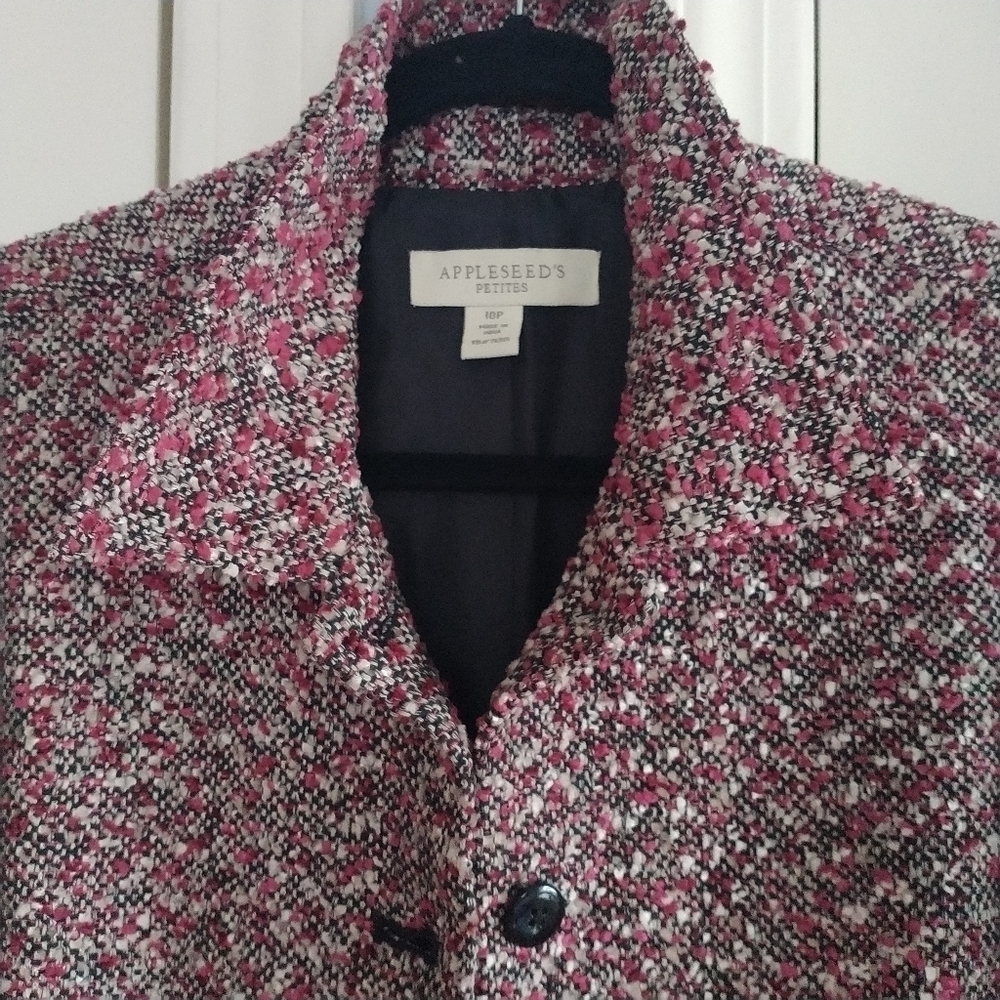 Appleseed's Petite Woven Nubby Classic Button front Blazer Jacket 10P - Picture 13 of 15